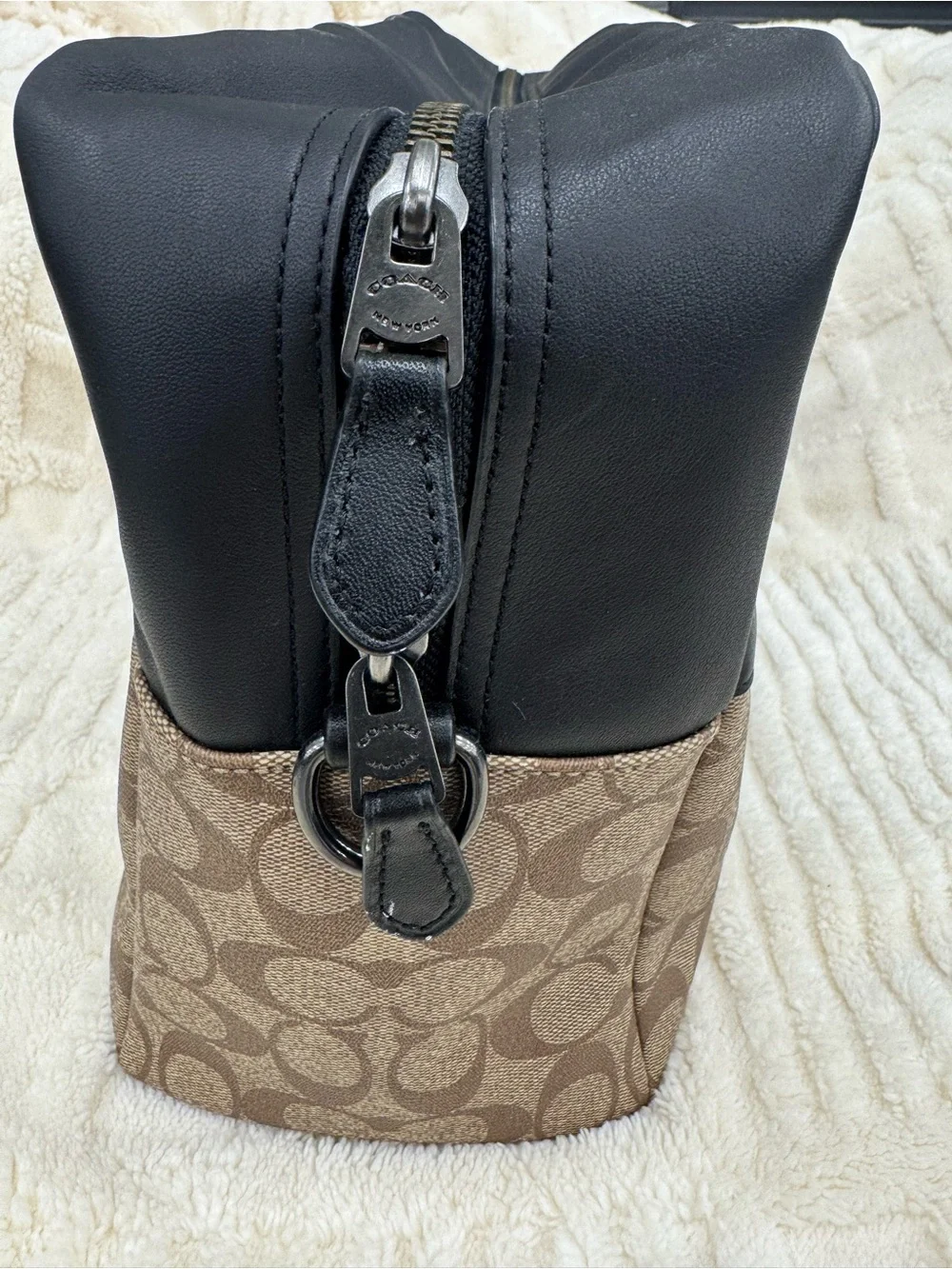 NWT Coach Brown Signature Canvas Briefcase with Black Leather Trim